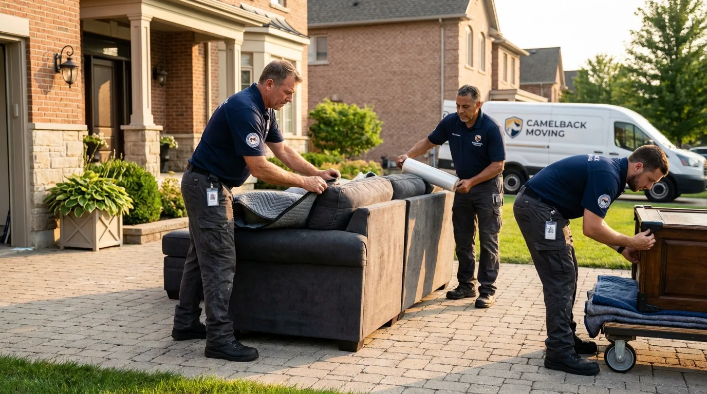 Large estate moving crew wrapping furniture in Canton, SD